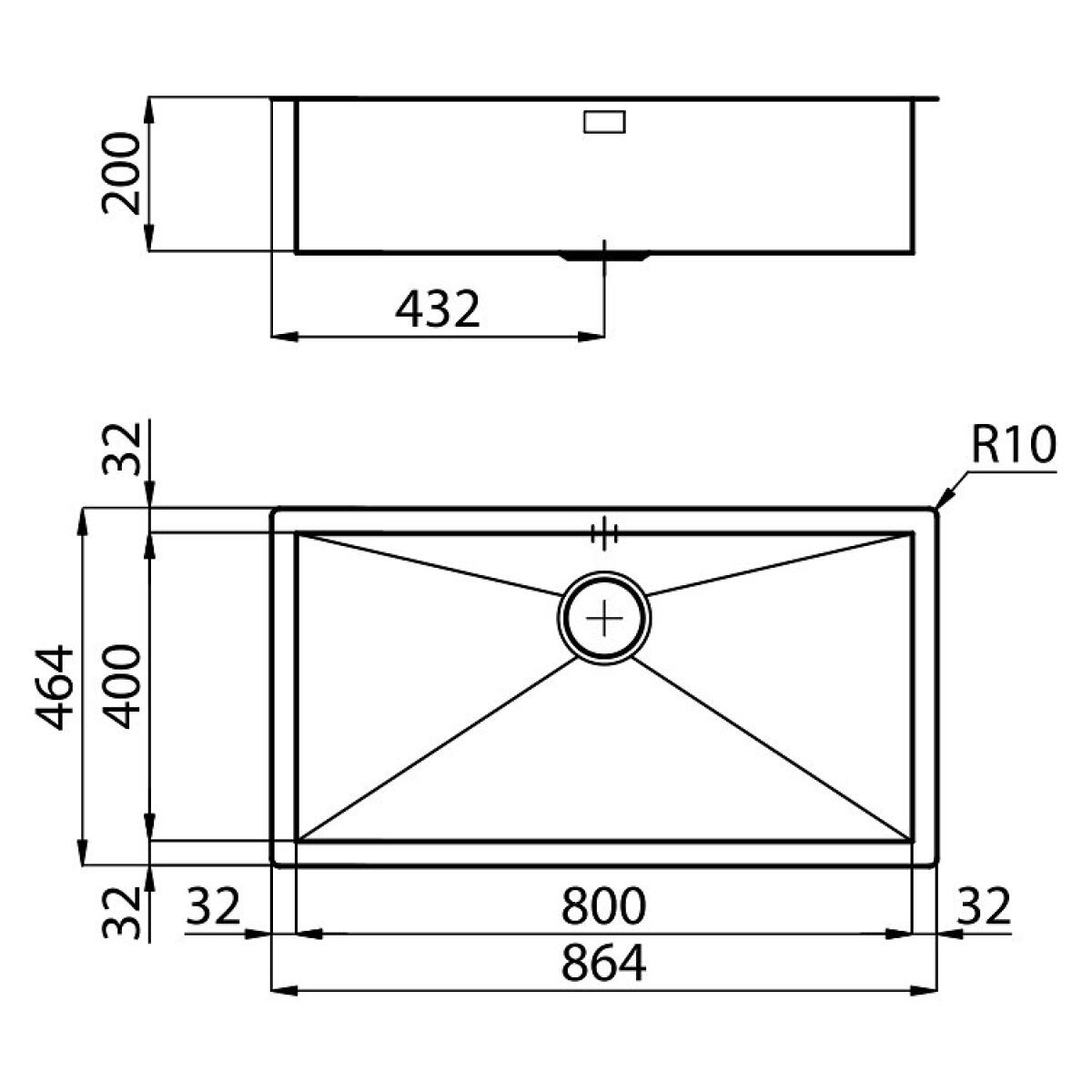 Foster 1218050 Lavello Quadra 1V INOX Spazzolato, 86,4x46,4x20 cm - immagine 2