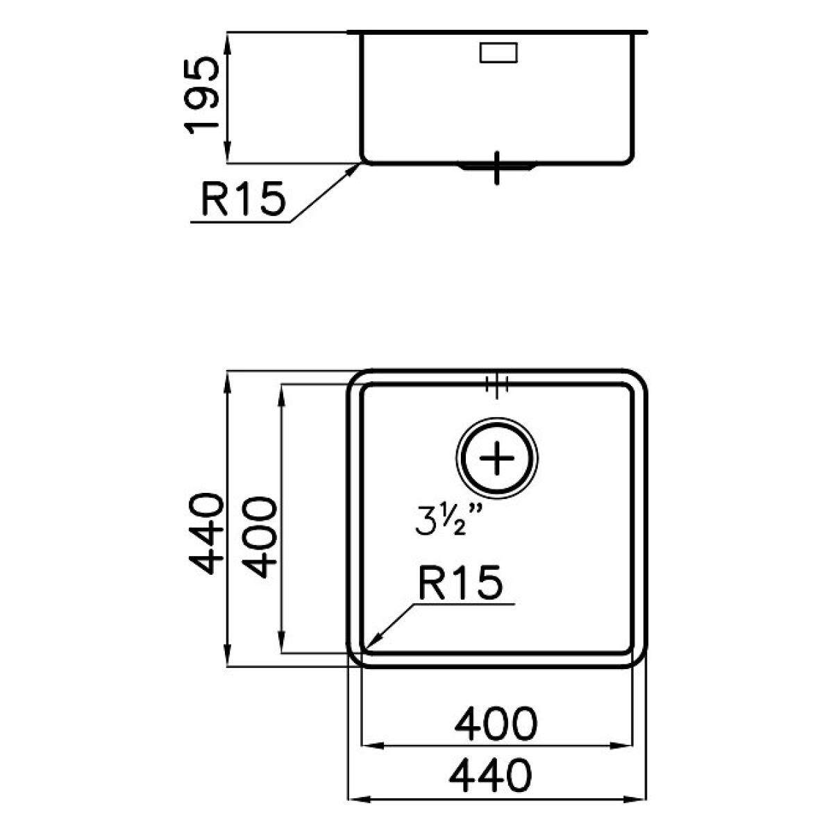 Foster 2156850 Lavello KE 1V 40x40 SOTTOTOP INOX Quadrato Acciaio inossidabile - immagine 2