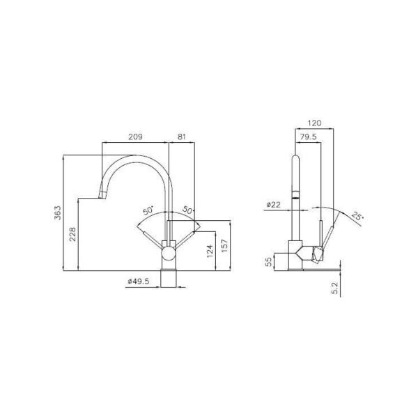 Foster 8458001 Miscelatore F2000 Alto , Metallo, Cromato, 35.5x10x20 cm - immagine 3