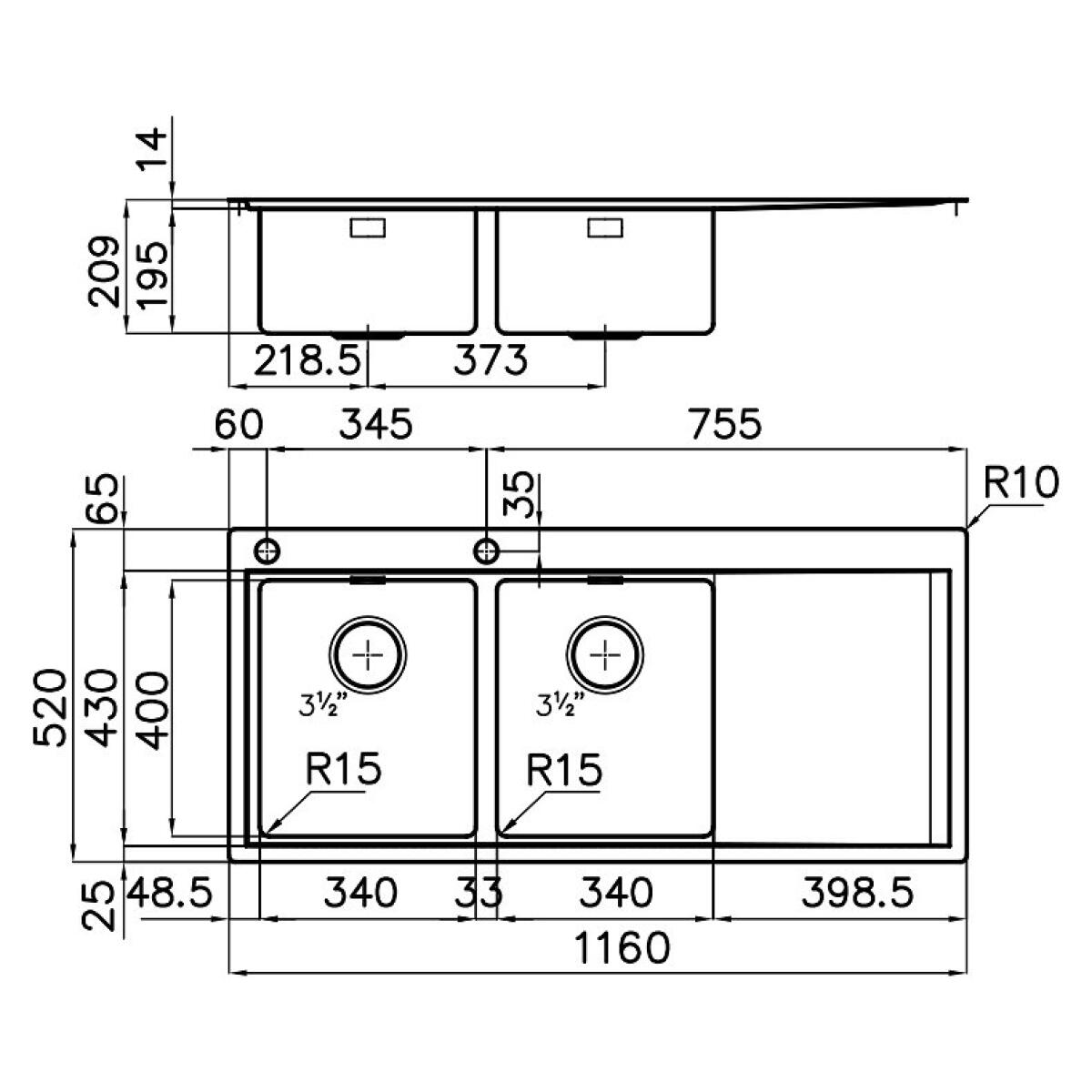 Foster 1252052 Lavello Master 116 2V FILOTOP ad incasso INOX Acciaio inossidabile - immagine 2