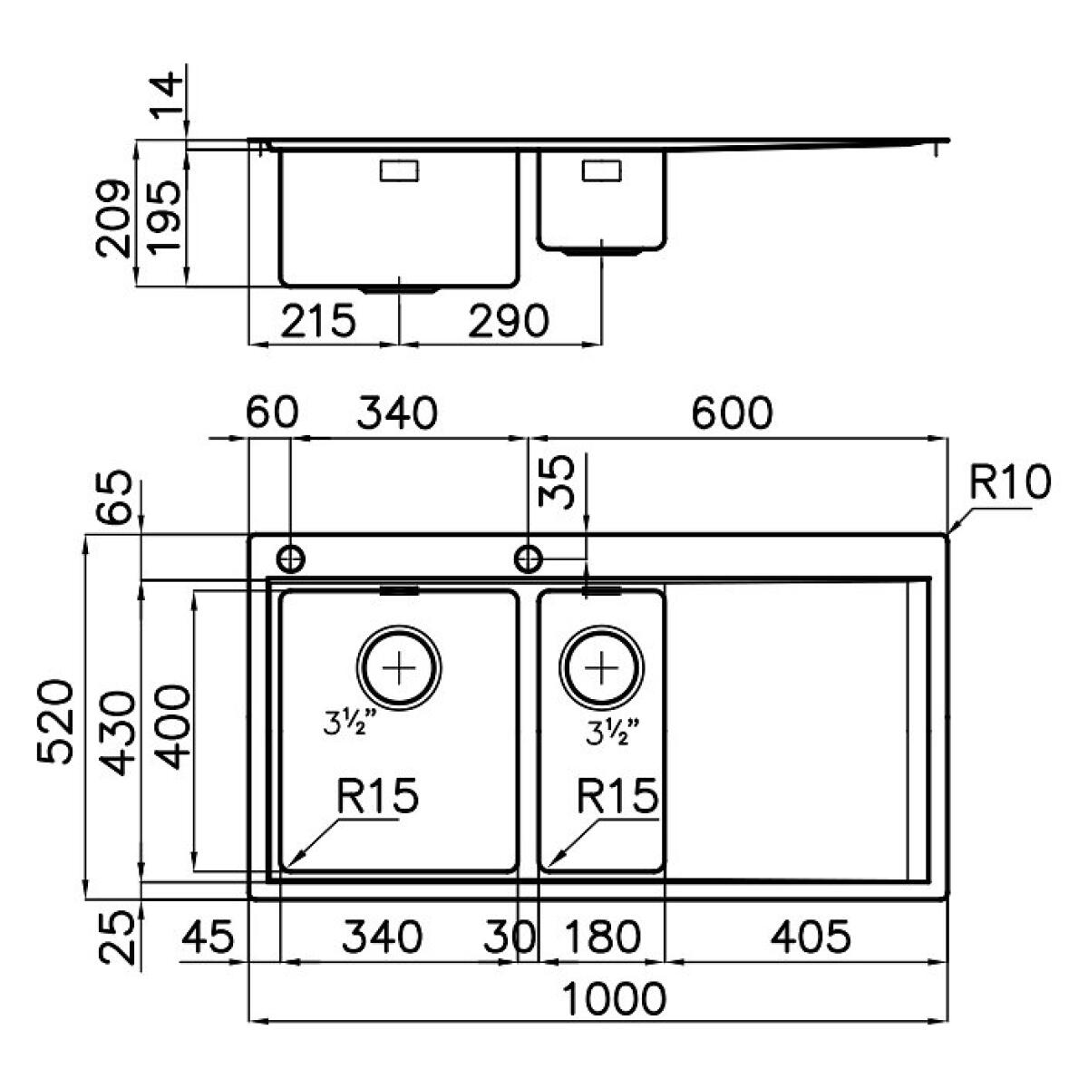 Foster 1251052 Lavello Master 100 1,5V Filotop ad incasso inox Acciaio inossidabile - immagine 2