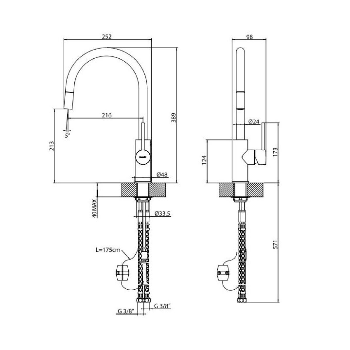 FOSTER 8467100 Miscelatore camillo Satinato Monocomando - immagine 2