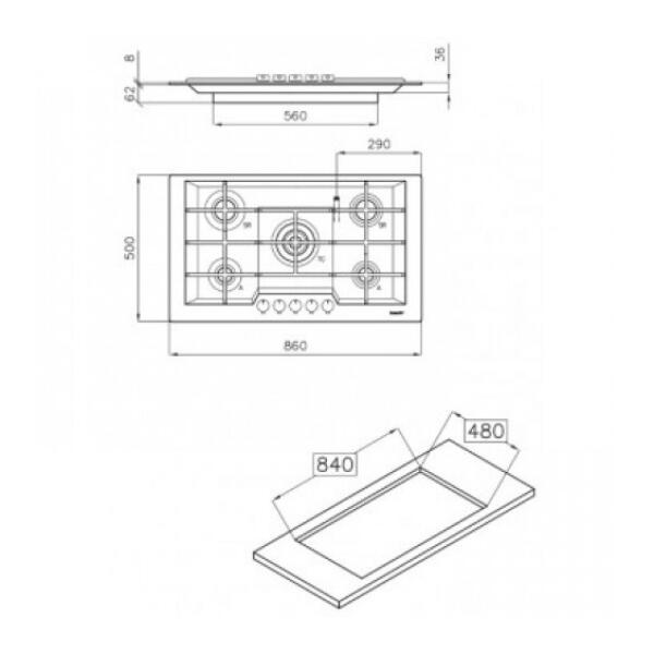 Foster 7603032 Piano Cottura KE 5 fuochi inox 86x50 inox Spazzolato - immagine 3