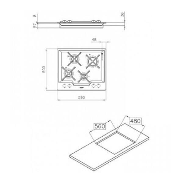 Foster 7615032 Piano Cottura KS inox Spazzolato, 59x50x8 cm - immagine 3