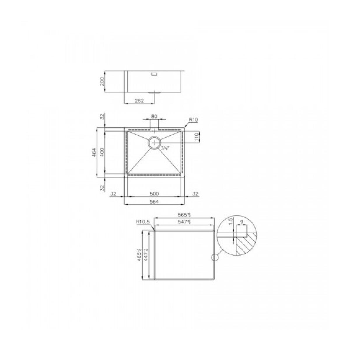 Foster 1215050 Lavello Quadra 1V 50x40 Filotop inox ad incasso Rettangolare Acciaio inossidabile - immagine 2