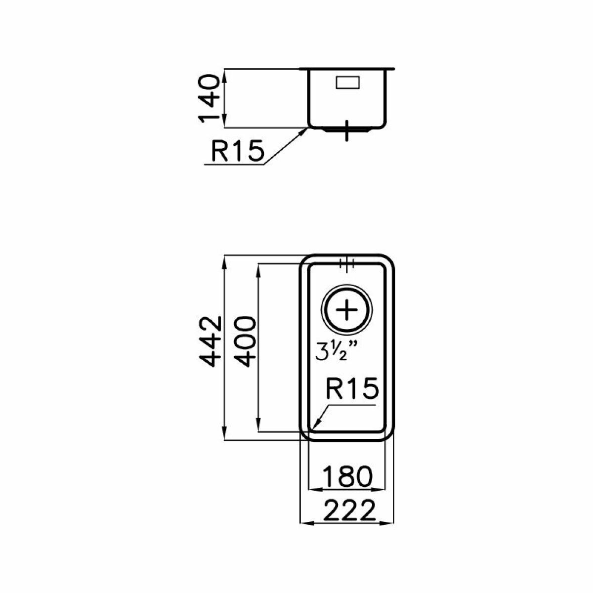 Foster lavello KE 2151856 1V 18x40 ST Gunmetal Lavello sottopiano Rettangolare Acciaio inossidabile - immagine 2