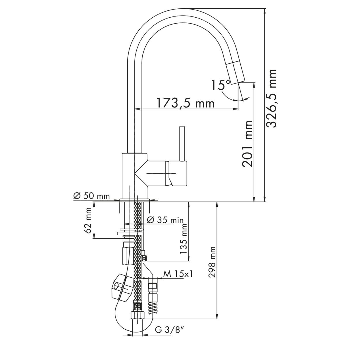 Plados Miscelatore PUNTOBPEXUG90 cucina lavello monocomando doccetta Bianco Opale - immagine 2