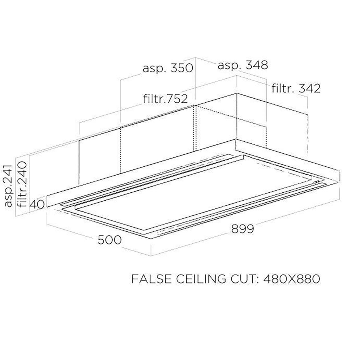 ELICA PRF0141953 - Cappa da soffitto Cloud Seven IX - F - 90 - FILTRANTE - 760 m3 aria - h max - 3 velocità - L 90 cm - Inox - immagine 2