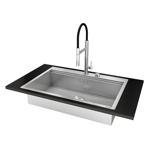 Foster 1017050 Lavello Milano filotop - cm 102X56 - acciaio spazzolato 1 vasca - immagine 6