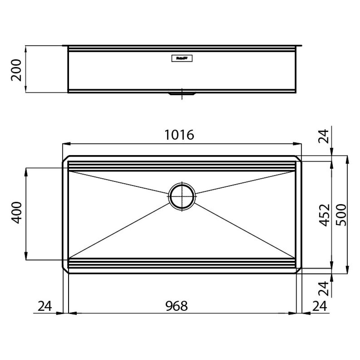 Foster 1015850 Milano Lavello sottotop cm 102 - acciaio spazzolato 1 vasca 97X45 - immagine 2