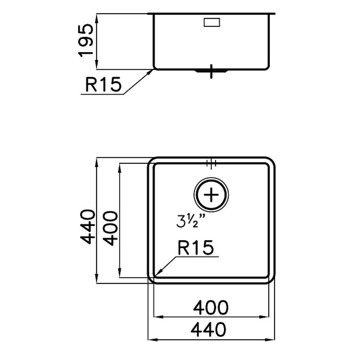 Foster 2156859 KE GOLD Lavello sottotop - cm 44 - acciaio PDV ORO 1 vasca 40x40 - immagine 2