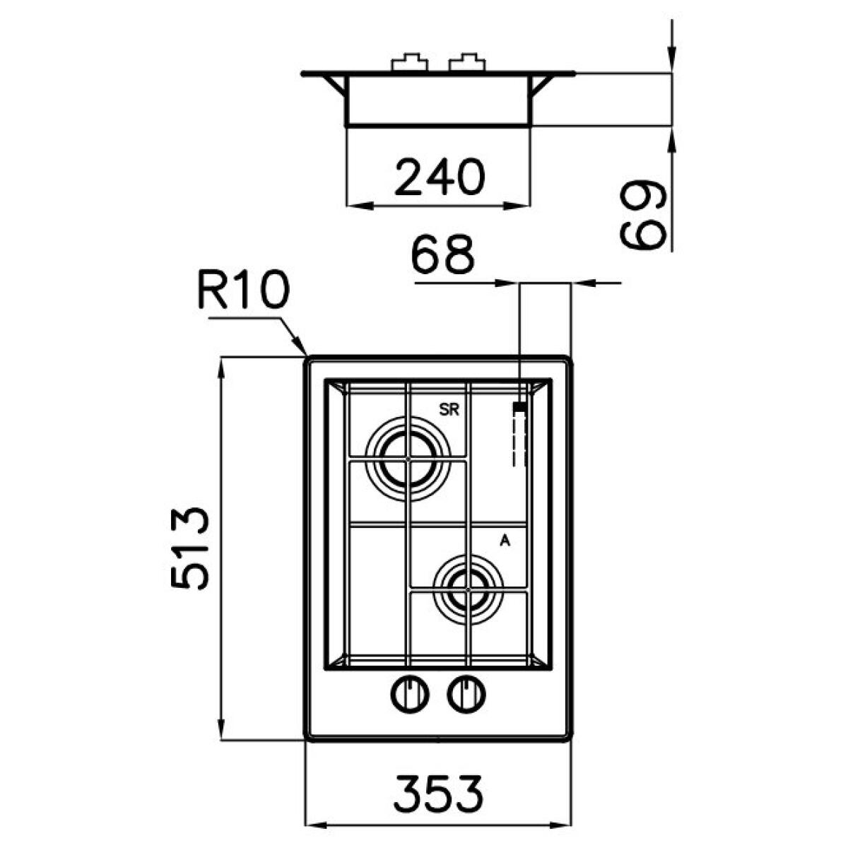 Foster 7208032 FL Piano cottura gas cm 35X51 - filotop acciaio spazzolato - immagine 2