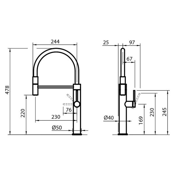 Foster 8424859 Miscelatore Skin ORO cucina monocomando con doccetta - immagine 2