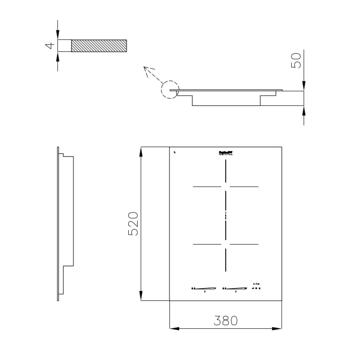 Foster 7341655 S4000 Domino Induction Piano cottura induzione cm 38X52 incasso bordo Q4 VETROCERAMICA NERO - immagine 2