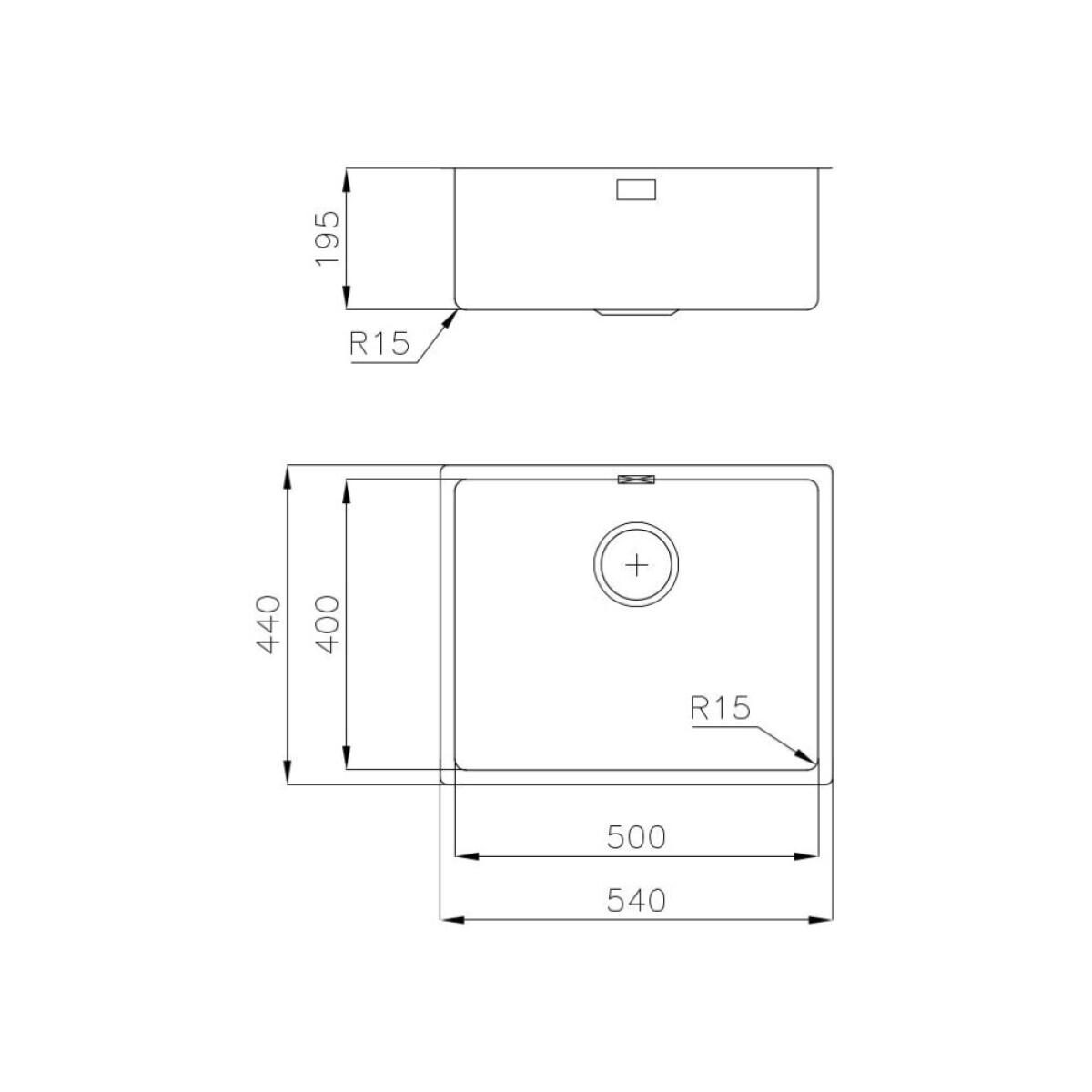 Foster 2155056 Ke Lavello filotop 1 vasca cm 54 x 44 inox GUNMETAL - immagine 2
