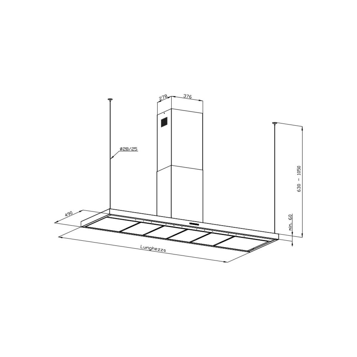 Foster S4001 Cappa Special parete LUNGHEZZA PERSONALIZZABILE inox satinato - immagine 2