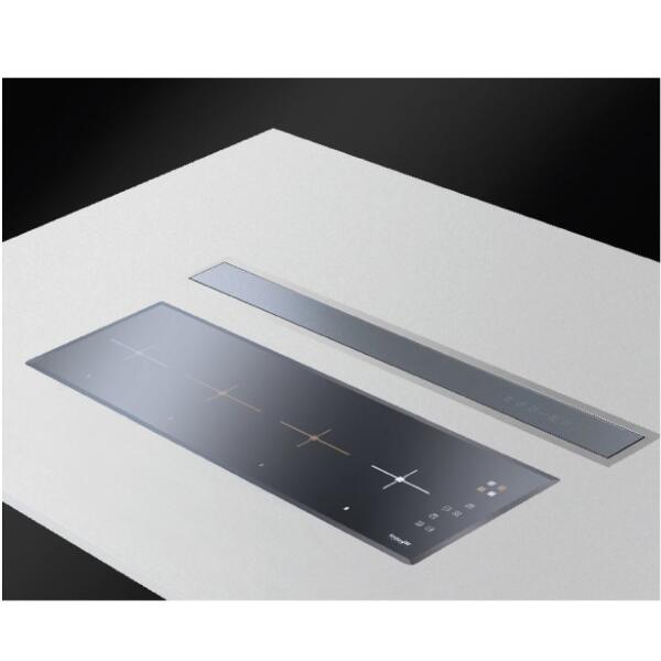 Foster 2451090 Ghost Cappa da piano cm 90 - acciaio satinato / vetro nero - immagine 4