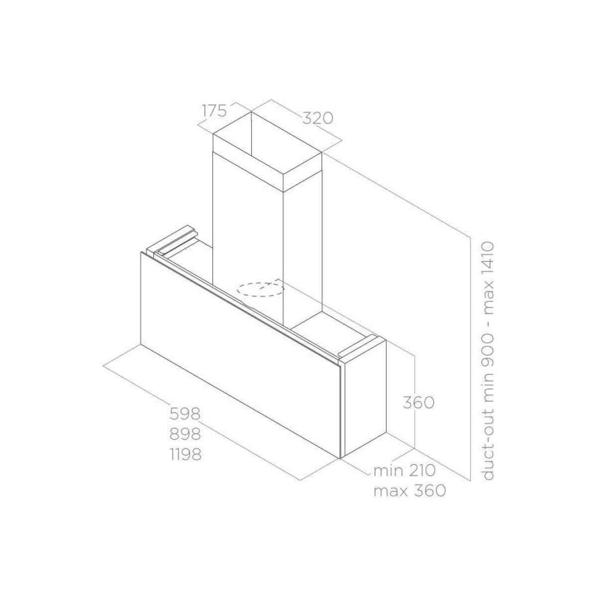 Elica RULES BL/F/60 BL/F/90 BL/F/120 Cappa parete cm. 60 o 90 o 120 - VETRO NERO - immagine 7