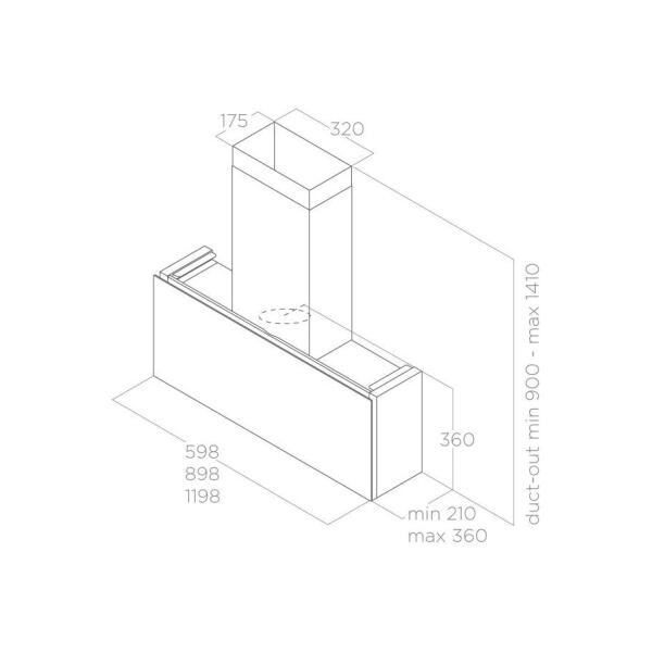 Elica RULES BL/F/60 BL/F/90 BL/F/120 Cappa parete cm. 60 o 90 o 120 - VETRO NERO - immagine 7