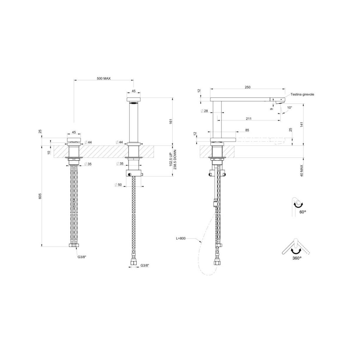 Foster 8499000 Miscelatore Eclipse cucina monocomando abbattibile con bocca girevole cromo - immagine 3