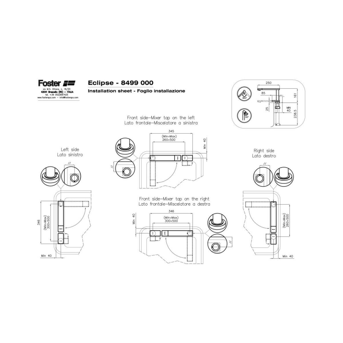 Foster 8499000 Miscelatore Eclipse cucina monocomando abbattibile con bocca girevole cromo - immagine 2