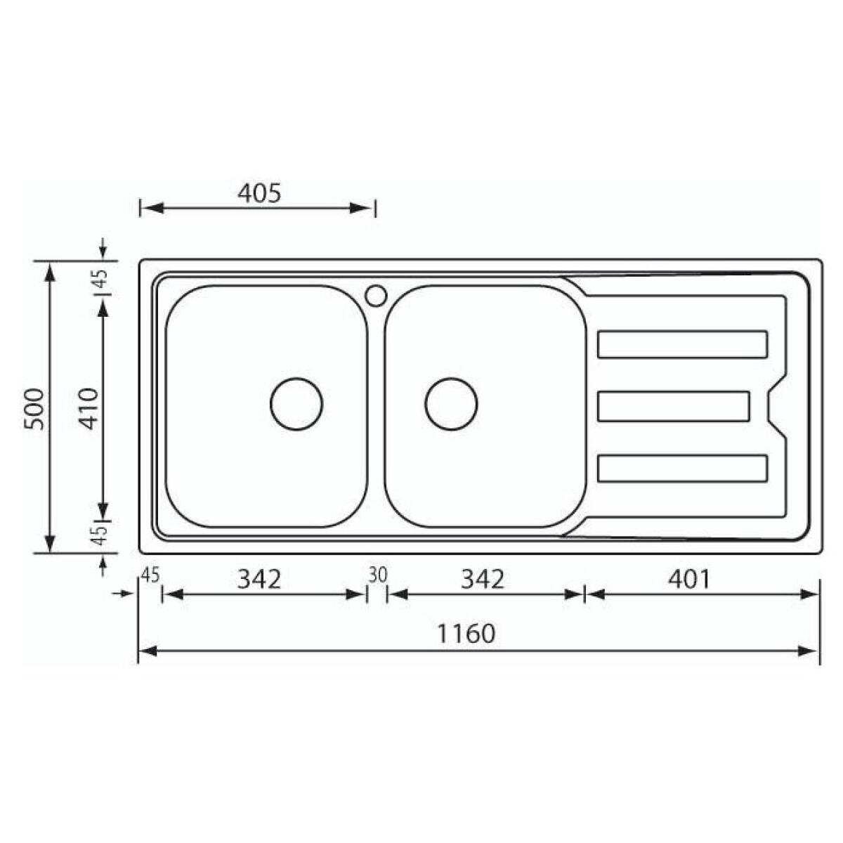 Cm Lavelli 010017.X2.01.2028 Cristal Lavello incasso cm. 116 x 50 - inox - 2  vasche con gocciolatoio reversibile