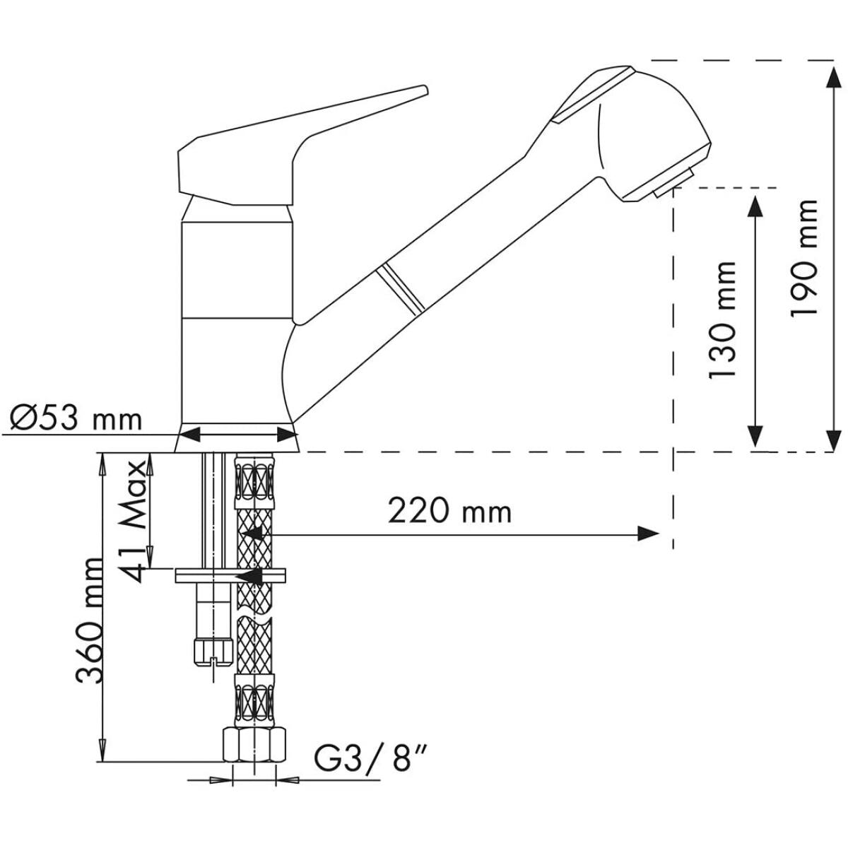 Plados Miscelatore PLUSMIXEXT  NERO MATT 70 Cucina Doccetta Estraibile Rubinetto - immagine 2
