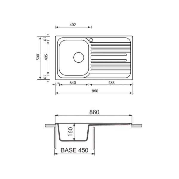 Lavello cucina Plados TL08611 acciaio inox Universal Acciaio Satinato a una vasche GOCCIOLATOIO DX - immagine 3