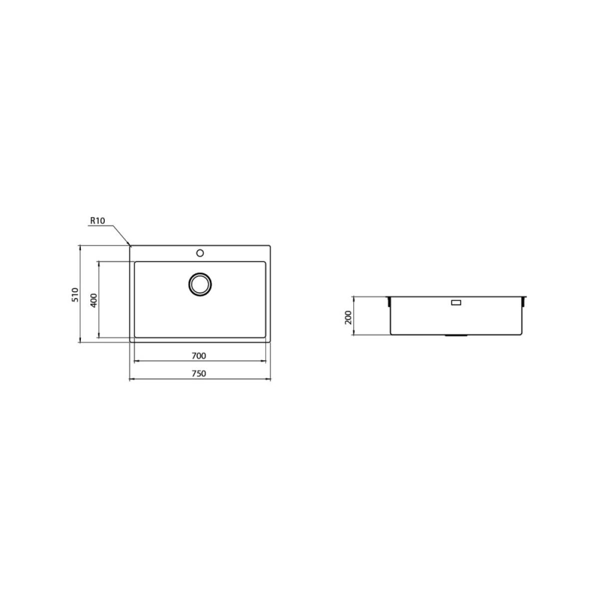 Plados SR7500 Lavello cucina in acciaio inox satinato a una vasca Filotop - immagine 2