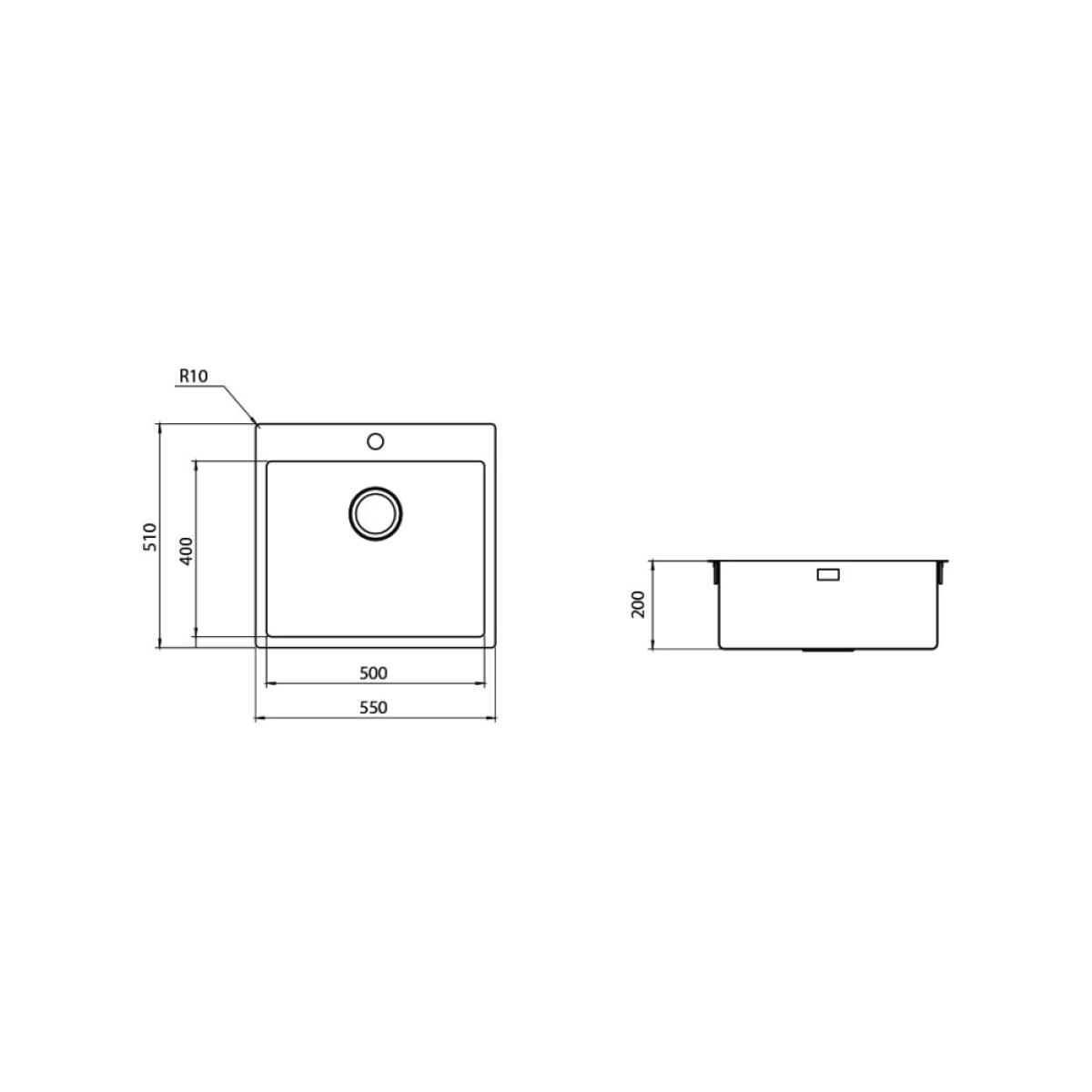 Plados SR5500 Lavello cucina in acciaio inox satinato a una vasca Filotop - immagine 2
