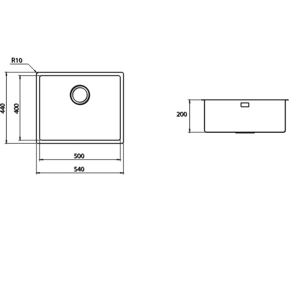 Plados MR5400 Maki R Lavello 1 vasca cm 54 x 44 inox satinato - immagine 2