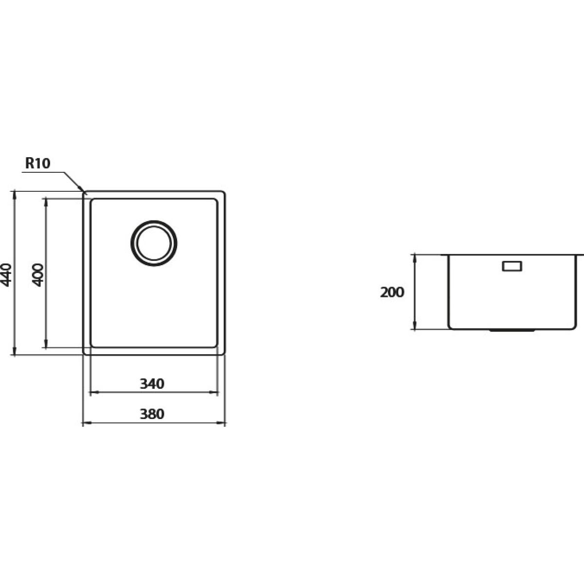 Plados MR3800 Maki R Lavello 1 vasca cm 38 x 44 inox satinato - immagine 2