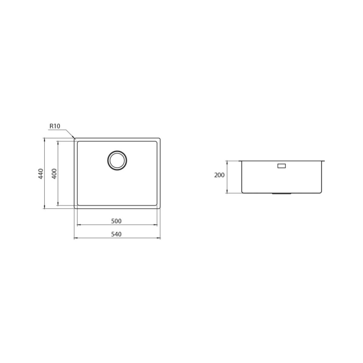Plados SL5400 Maki St-R Lavello 1 vasca cm 54 x 44 sottotop inox satinato - immagine 2
