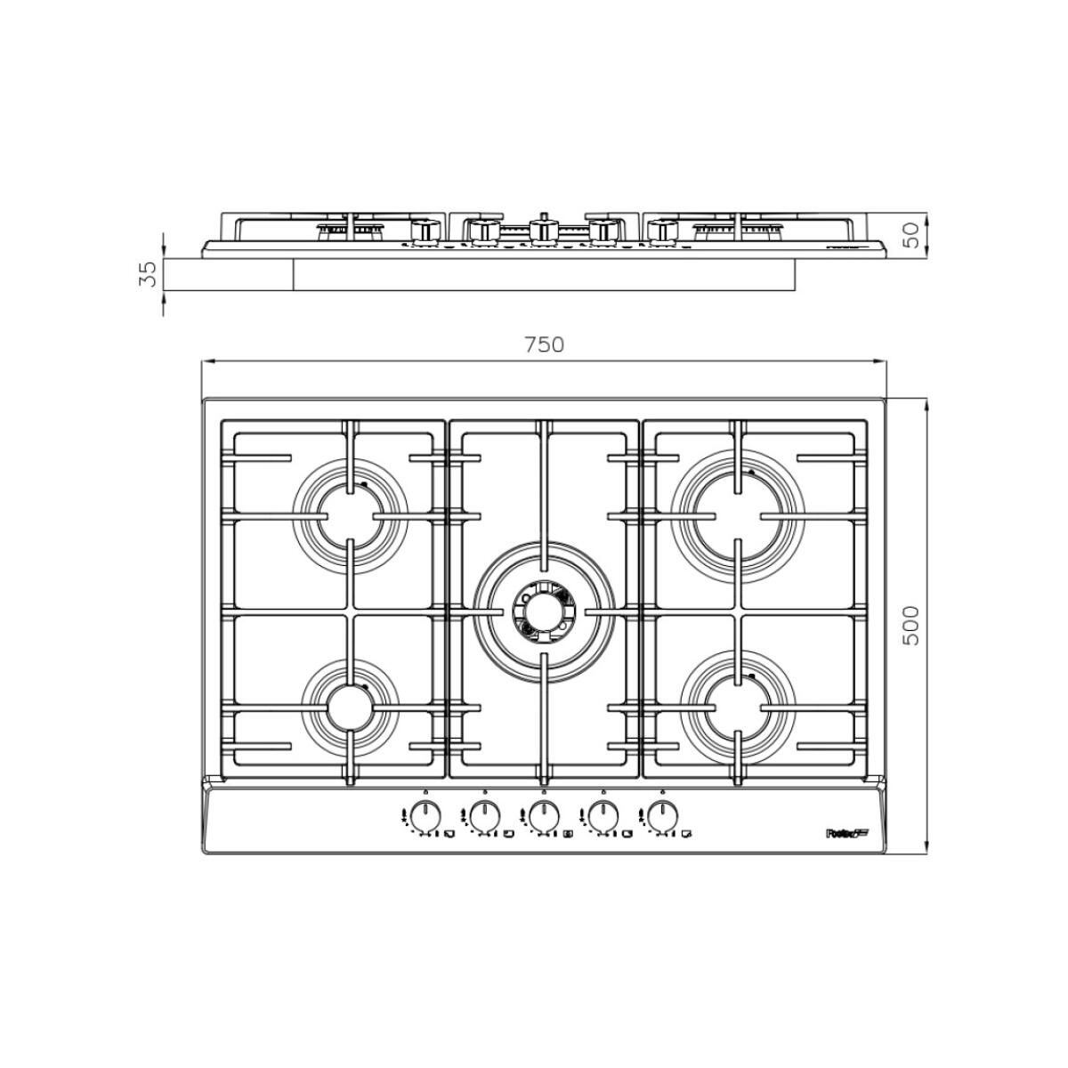 Foster 7015032 Power Piano cottura 5 gas cm 75 inox - immagine 2