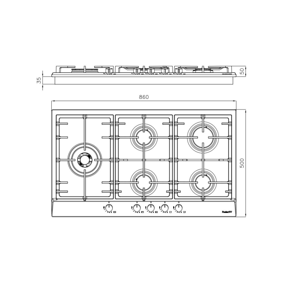 Foster 7016032 Power Piano cottura 5 gas cm 86 inox - immagine 2