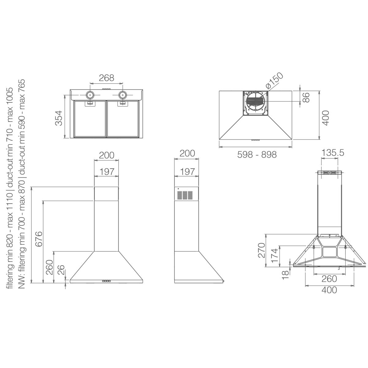 Elica TAMAYA 2.0 IX/A/60 Cappa a parete cm 60 acciaio inox - immagine 2