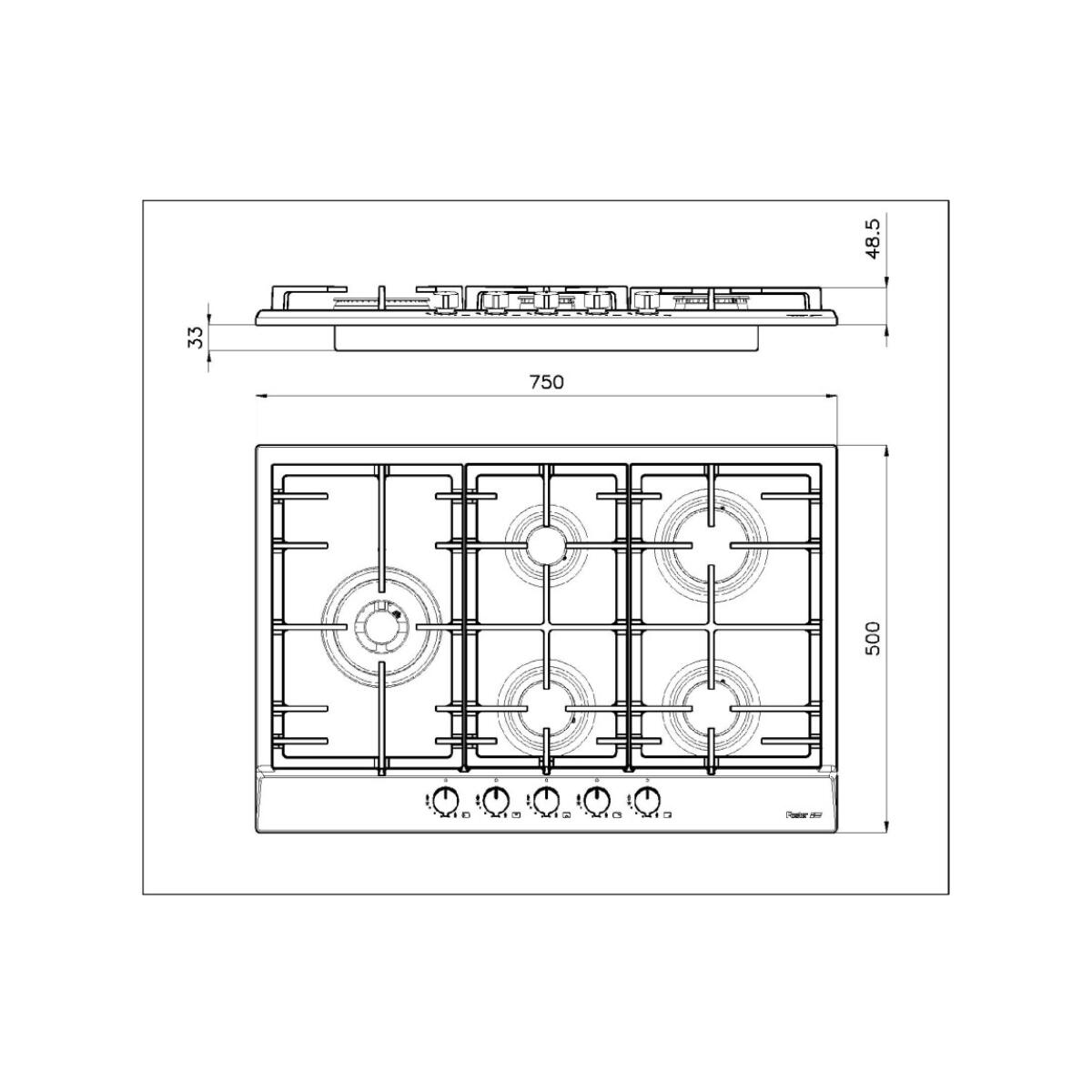 Foster 7018032 Power Piano cottura 5 gas cm 75 inox - immagine 2