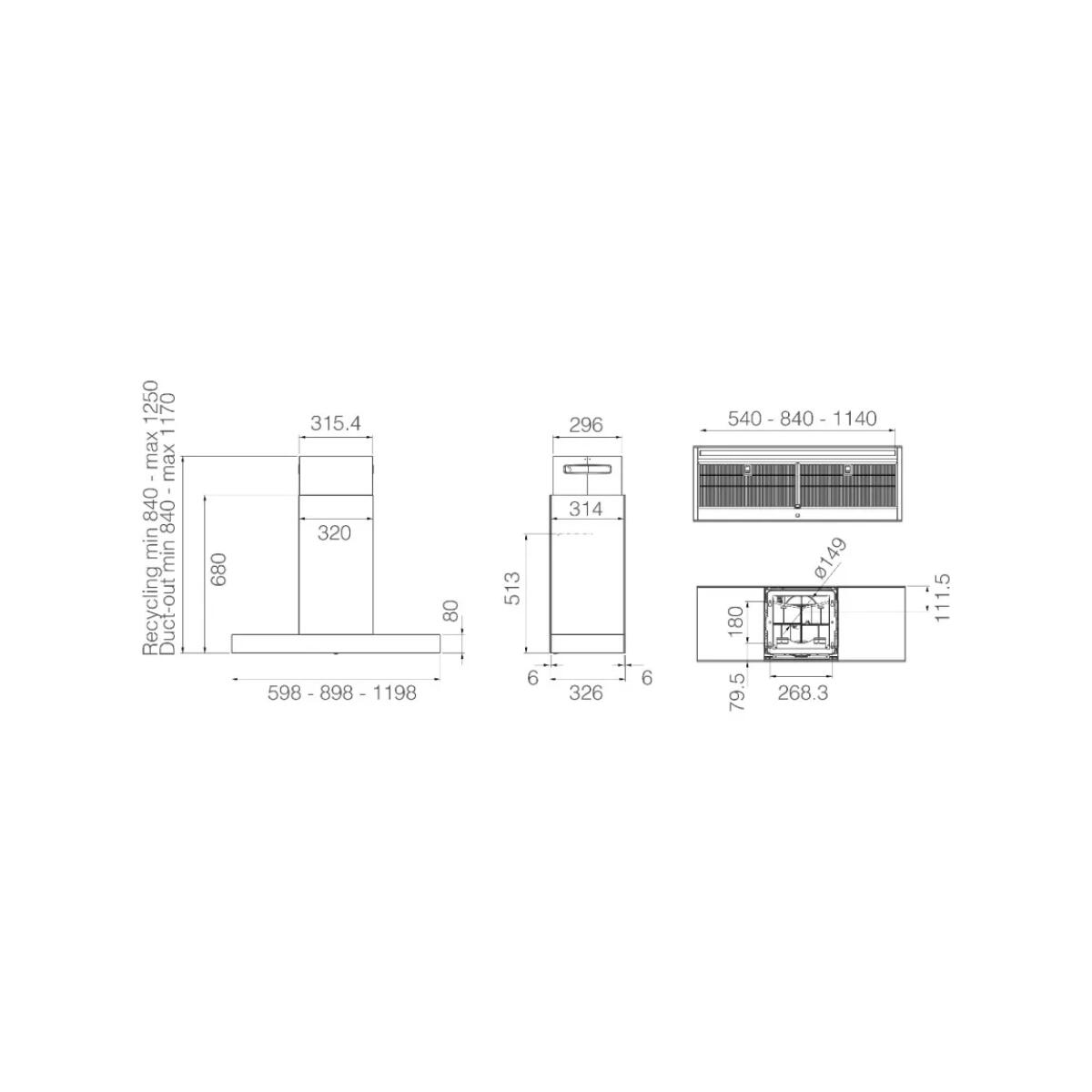 Elica HAIKU DRY ISLAND BLRO/A/120x32 Cappa isola cm 120 nero effetto ruvido - immagine 2