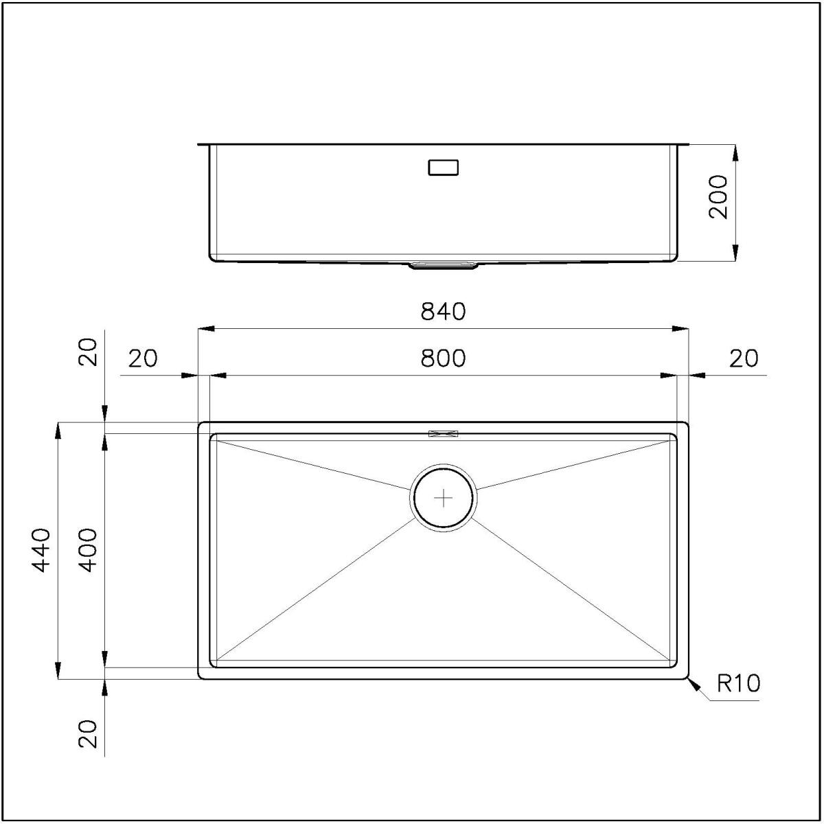 Foster 1718050 Quadra R12 Lavello 1 vasca sottotop 84 x 44 cm inox - immagine 2