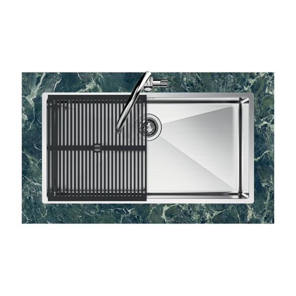 Foster 1718050 Quadra R12 Lavello 1 vasca sopratop filotop 84 x 44 cm inox - immagine 4