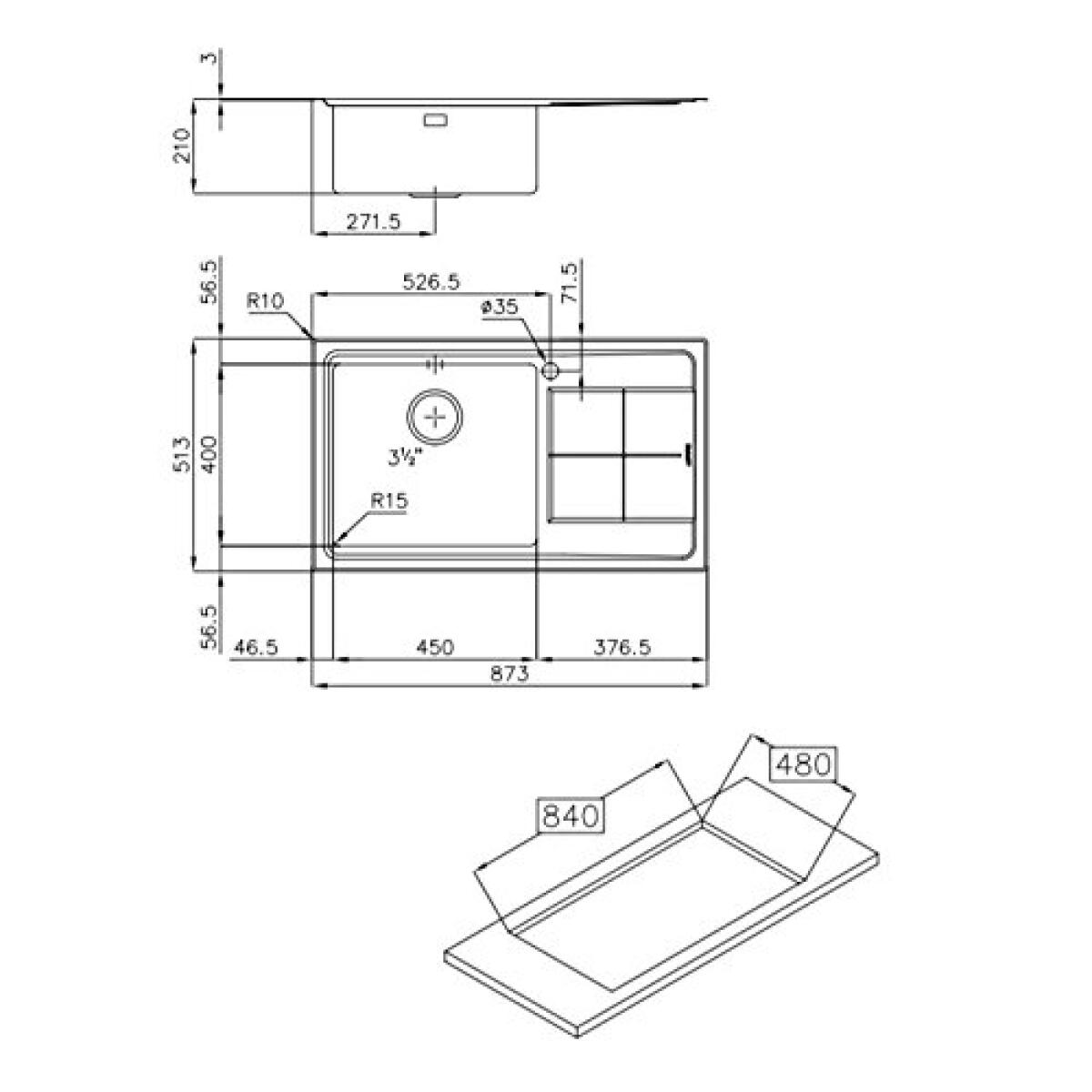 Foster 2280052 Lavello KE 87 1V 45 SF Rettangolare Acciaio inossidabile - immagine 2